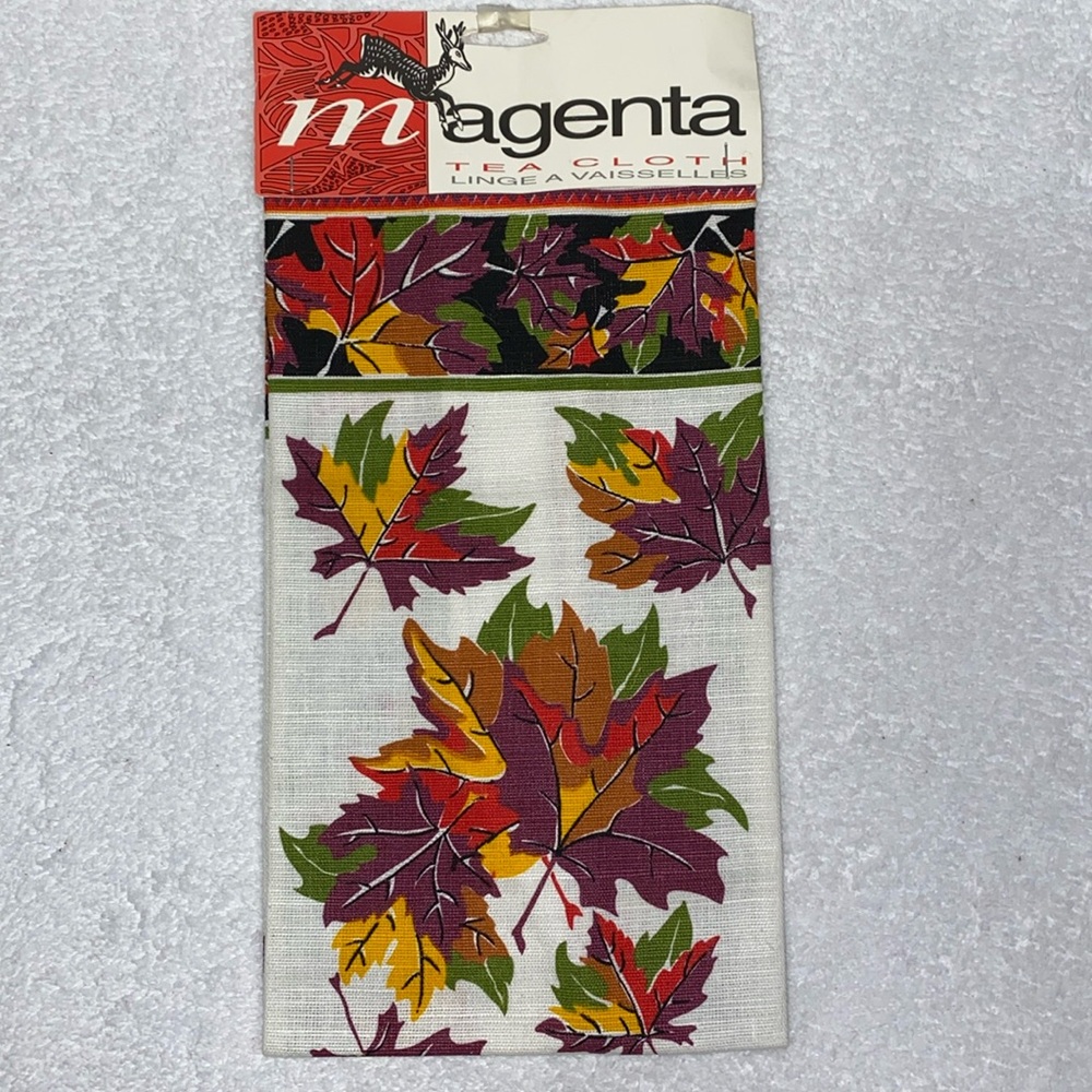 Vintage Canada Maple Leaves Souvenir linen Tea Towel by Magenta
